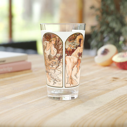 The Seasons by Alphonse Maria Mucha Glass, 16oz