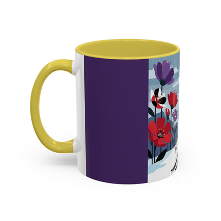 🎿❄️ The Winter Flower Skier Colorful Mug – Art Deco Alpine Fantasy