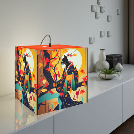Black Cat in Kimono Light Cube Lamp