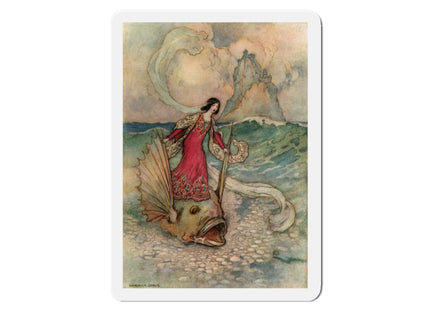 Rita Rides on the Dolphin by Warwick Goble Die-Cut Magnets (5 Sizes)
