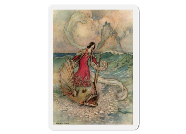 Rita Rides on the Dolphin by Warwick Goble Die-Cut Magnets (5 Sizes)