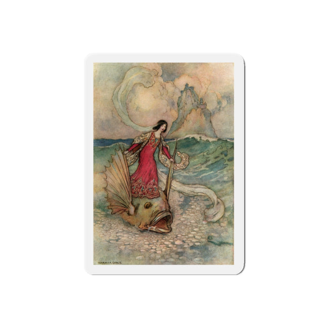 Rita Rides on the Dolphin by Warwick Goble Die-Cut Magnets (5 Sizes)