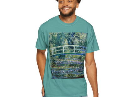 Water Lilies and Japanese Bridge by Claude Monet Unisex Garment-Dyed T-shirt