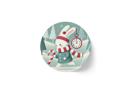 Candy Cane Timekeeper Bunny Round Sticker Label Rolls