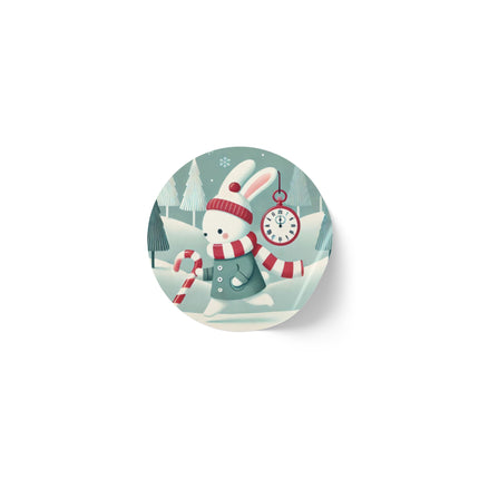 Candy Cane Timekeeper Bunny Round Sticker Label Rolls