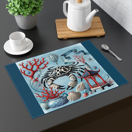 Spotted Crab & Pagoda Placemat – Mystical Ocean & Asian Harmony