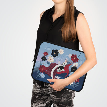 💌🌺 The Lady Of The Scarlet Love Letters Laptop Sleeve – Art Deco Floral Romance