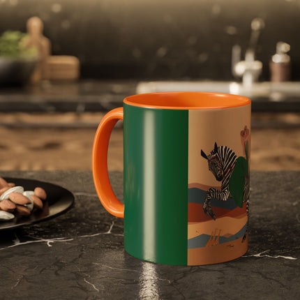Zebra Rider Colorful Mugs – Safari Chic & Art Deco Adventure