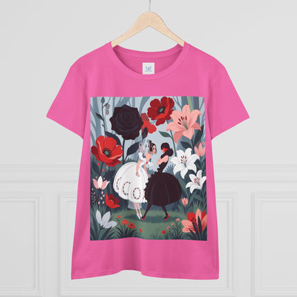 🌹🖤 The Midnight Rose Garden Cotton Tee – Art Deco Floral Fashion