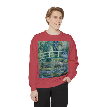 Water Lilies and Japanese Bridge by Claude Monet Unisex Garment-Dyed Sweatshirt