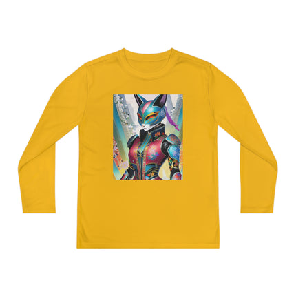 Cyberpunk Chic Youth Long Sleeve Competitor Tee – Holographic Style & Futuristic Adventure