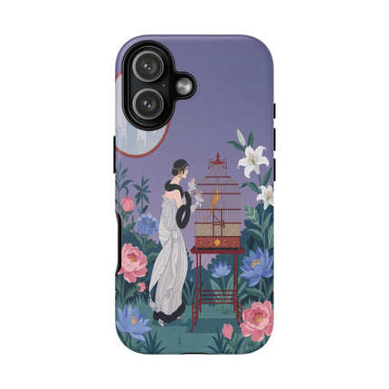 🌸🐦 The Lady Of The Garden Birdcage Phone Case – Art Deco Floral Elegance