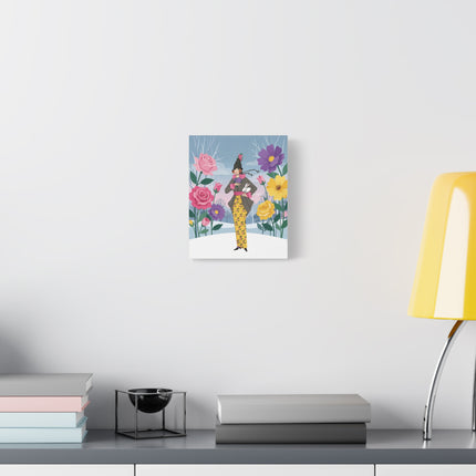 🐇🌹 The Lady With The White Rabbit Matte Canvas – Art Deco Winter Garden