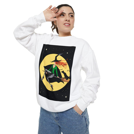 A Witch’s Moonlit Flight Unisex Garment-Dyed Sweatshirt