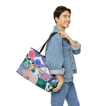 🌸🏹 The Garden Of Cupid’s Arrow Weekender Tote Bag – Art Deco Floral Romance