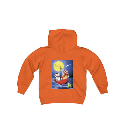 Embarking on a Moonlit Journey Youth Hooded Sweatshirt – A Whimsical Voyage Under the Stars