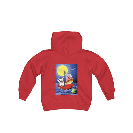 Embarking on a Moonlit Journey Youth Hooded Sweatshirt – A Whimsical Voyage Under the Stars