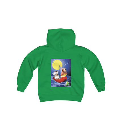 Embarking on a Moonlit Journey Youth Hooded Sweatshirt – A Whimsical Voyage Under the Stars