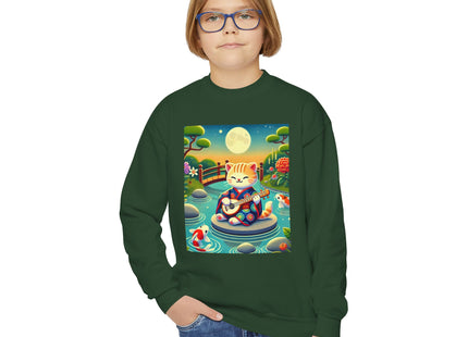 Melodic Kitten by the Koi Pond Youth Crewneck Sweatshirt