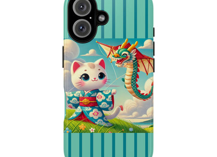Geisha Kitten and the Dragon Kite Phone Cases