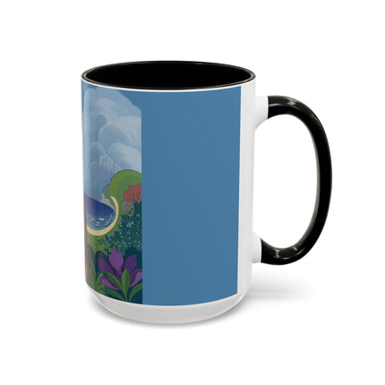 The Lady And The Sea Breeze Colorful Mugs – Art Deco Coastal Serenity