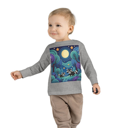 Enchanted Nighttime Raccoons Toddler Long Sleeve Tee