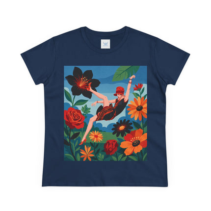 🌺✨ The Lady In The Fabulous Flowers Cotton Tee – Art Deco Floral Fantasy