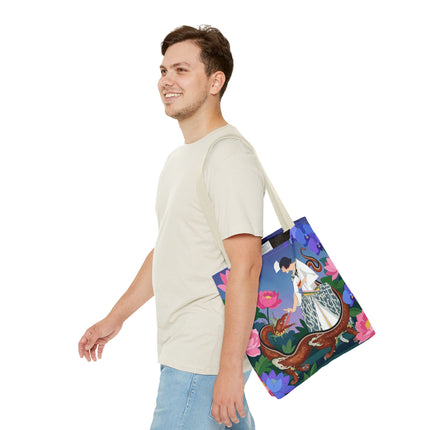 🐉🌸 The Dragon Keeper Tote Bag – Art Deco Floral Fantasy