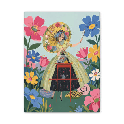 🌸🪞 The Floral Parasol Reflection Placemat – Art Deco Garden Fantasy