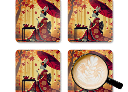 Theatrical Harvest Rabbit Corkwood Coaster Set
