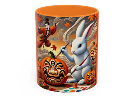 Halloween Rabbit’s Kabuki Jack-o’-Lanterns Colorful Mugs (11oz, 15oz)