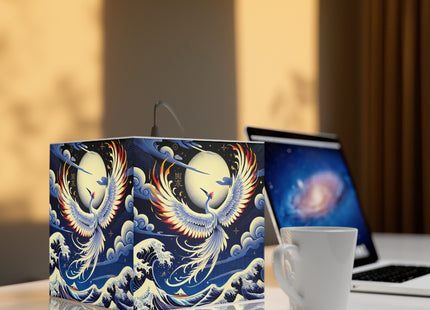 Majestic White Crane Light Cube Lamp