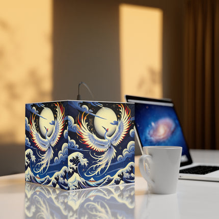Majestic White Crane Light Cube Lamp