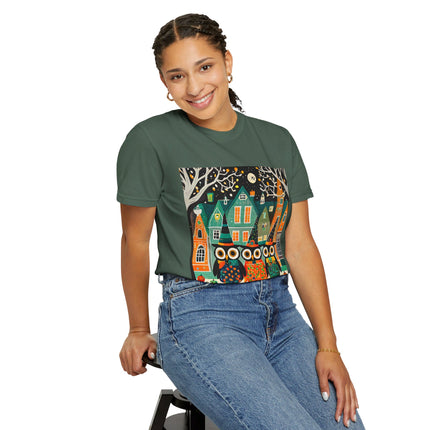 Night of the Trick-or-Treating Owlets Unisex Garment-Dyed T-shirt