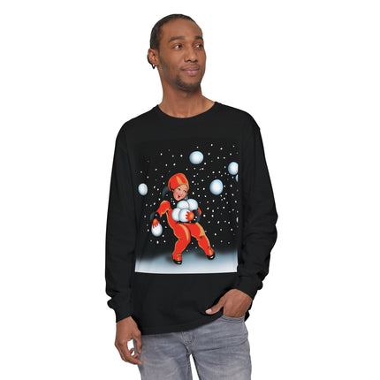 Festive Snowball Unisex Garment-dyed Long Sleeve T-Shirt