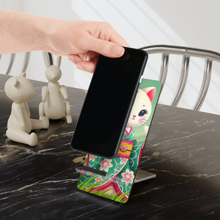 Geisha Kitten and the Dandelion Wish Mobile Display Stand for Smartphones