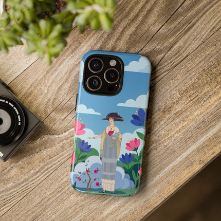 🌸🎩 The Lady Of The Grand Flower Garden Phone Case – Art Deco Fashion Illustration