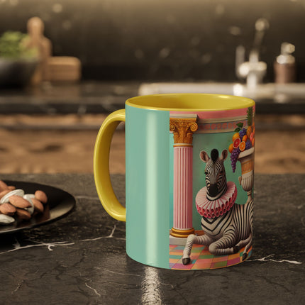Still Life with Zebra, Fruit, and Pink Columns Colorful Mugs (11oz, 15oz)