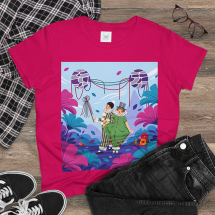 🎭🌸 The Garden Masquerade Cotton Tee – Art Deco Floral Whimsy