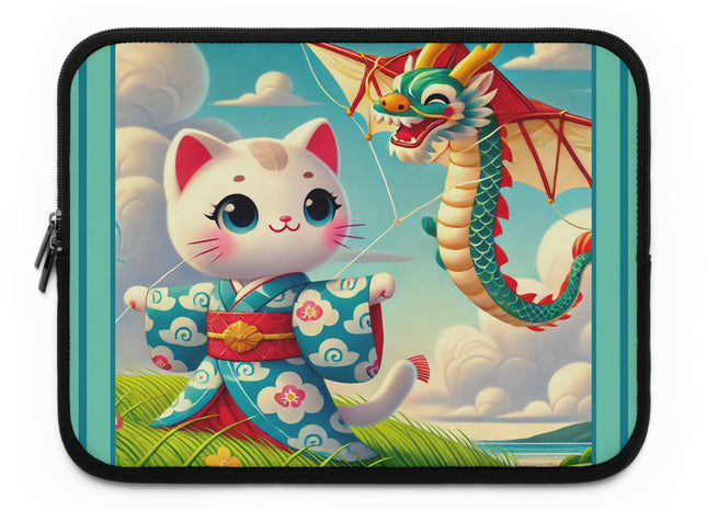Geisha Kitten and the Dragon Kite Laptop Sleeve