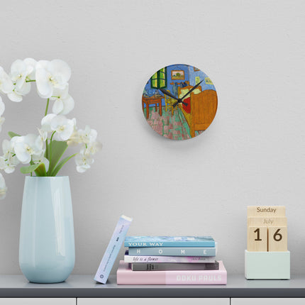 The Bedroom by Vincent van Gogh Acrylic Wall Clock, Round and Square