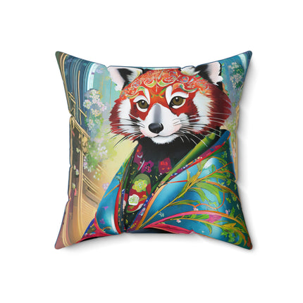 Cybernetic Red Panda Spun Polyester Square Pillow