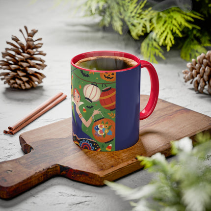 🏮🎃 The Lady Of Halloween Lanterns Colorful Mug – Colorful Art Deco Halloween Charm