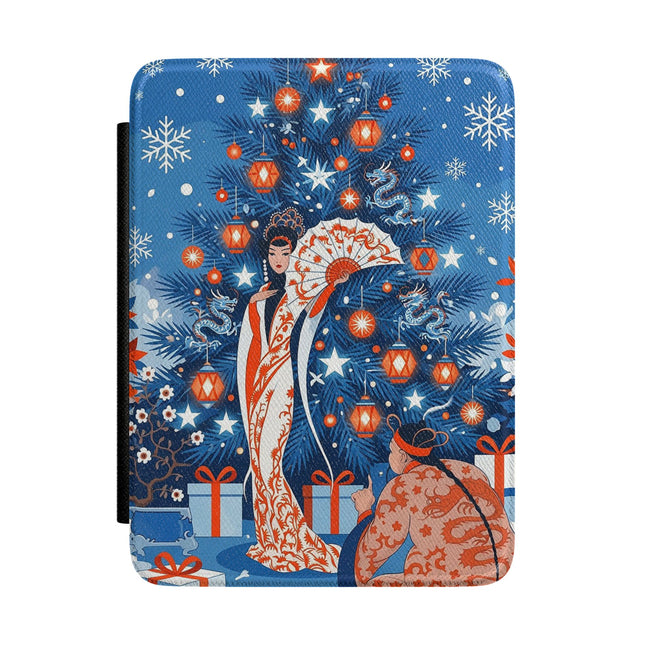 🎋❄️ The Winter Lantern Celebration Kindle Case – Elegant Asian Christmas Fantasy