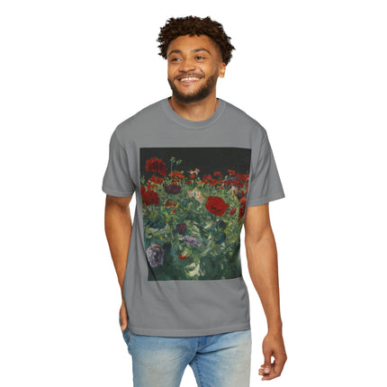 Poppies (A Study of Poppies for Carnation, Lily, Lily, Rose) by John Singer Sargent Unisex Garment-Dyed T-shirt