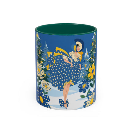 💙🌼 The Bluebell Christmas Promenade Colorful Mug – Art Deco Holiday Fantasy