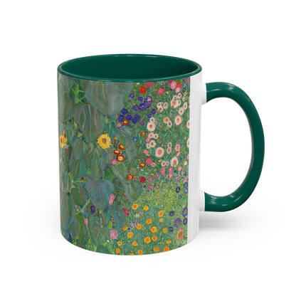 Farm Garden with Sunflowers by Gustav Klimt Colorful Mugs (11oz, 15oz)