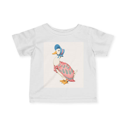 🪿🌸 The Little Pink Garden Goose Infant Fine Jersey Tee – Whimsical Storybook Charm
