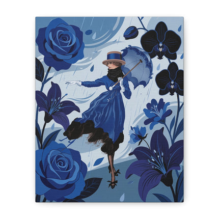 ☔💙 The Blue Rain Promenade Placemat – Art Deco Floral Fashion