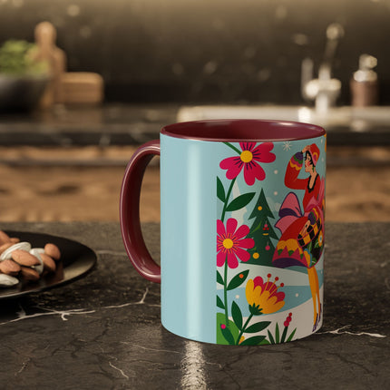 🌸🎄 Christmas In The Winter Garden Colorful Mug – Whimsical Holiday Fantasy